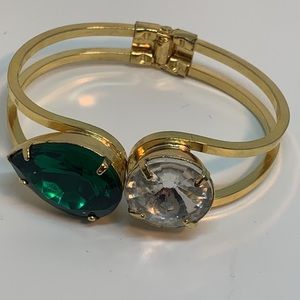 Clamper Bracelet Green /Crystal Glass